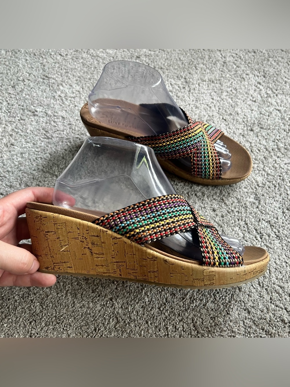 Skechers Women's Size 9.5 Cali Beverlee Wedge Luxe Foam Rainbow Sandals